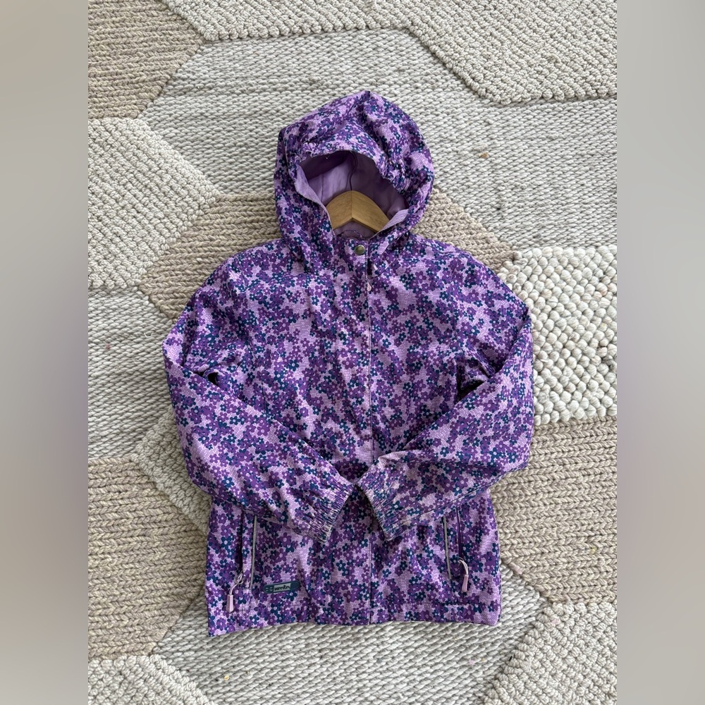Girls' Purple Floral Hooded Spring Jacket
